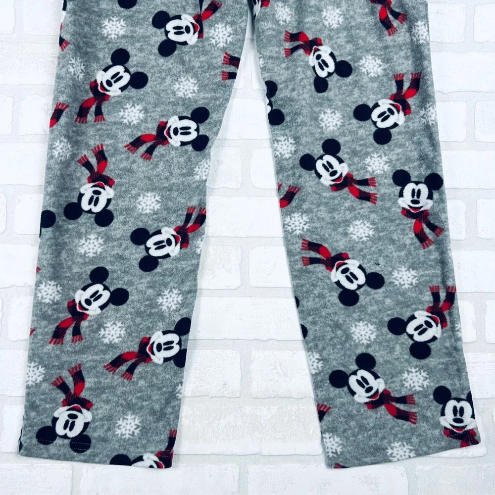 Disney Mickey Mouse Holiday Fleece Pajama Pants Gray Buffalo Plaid Medium - Picture 9 of 11